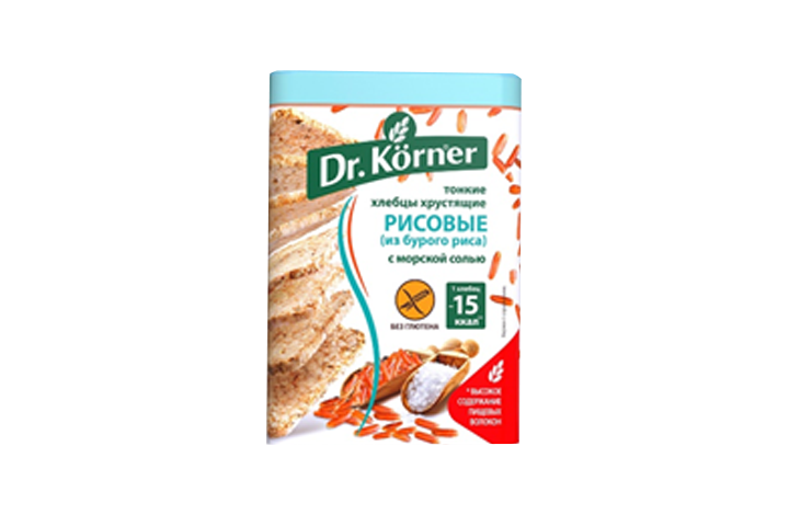 Dr.Korner Хлебцы из бурого риса с морской солью хрустящие 100г
