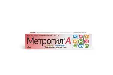 Метрогил А 0,1%+1% гель д/нар прим 20г
