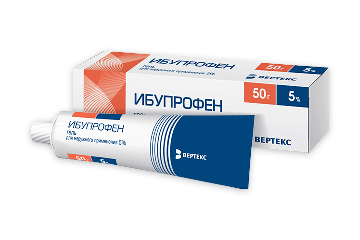 Ибупрофен-ВЕРТЕКС 5% гель д/нар прим 50г