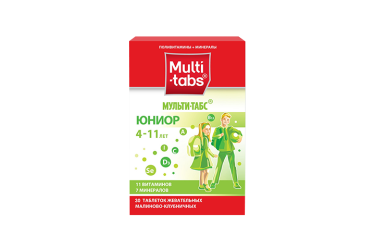 Мульти-табс Юниор жев табл №30 малина/клубника