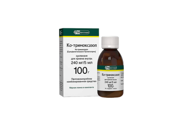 Ко-тримоксазол 240мг/5мл сусп д/пр внутрь 100г