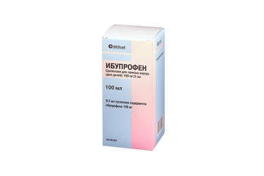 Ибупрофен 100мг/5мл сусп д/пр внутрь д/дет 100мл