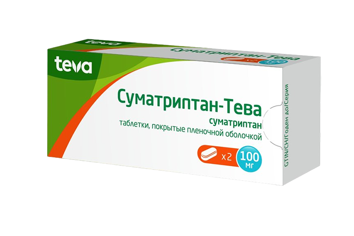 Суматриптан-Тева 100мг табл п/пл/о №2