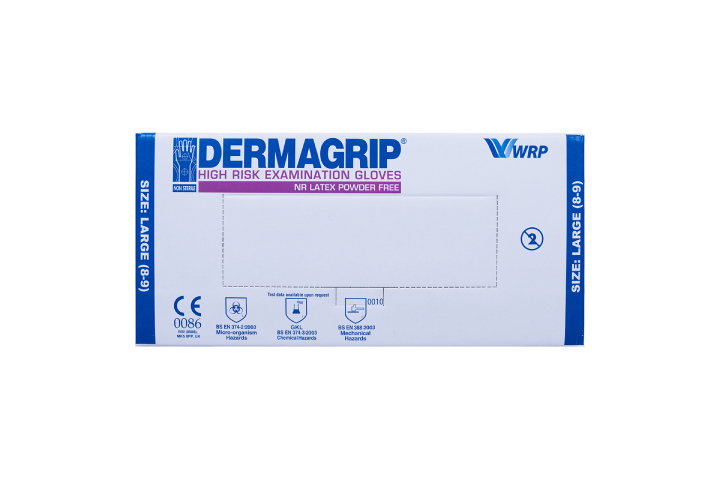 Перчатки Dermagrip High Risk смотр латекс н/оп н/с повыш/прочн р.L 25пар