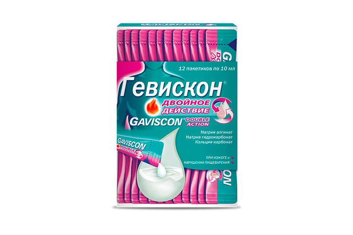 Гевискон Двойное Действие сусп д/пр внутрь 10мл пак №12 мята