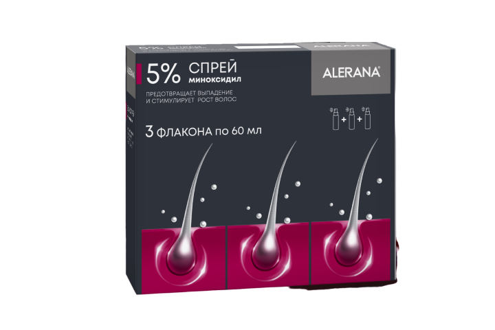 Алерана 5% спрей д/нар прим 60мл фл №3