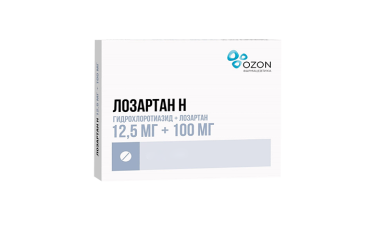 Лозартан-Н 12,5мг+100мг табл п/пл/о №90
