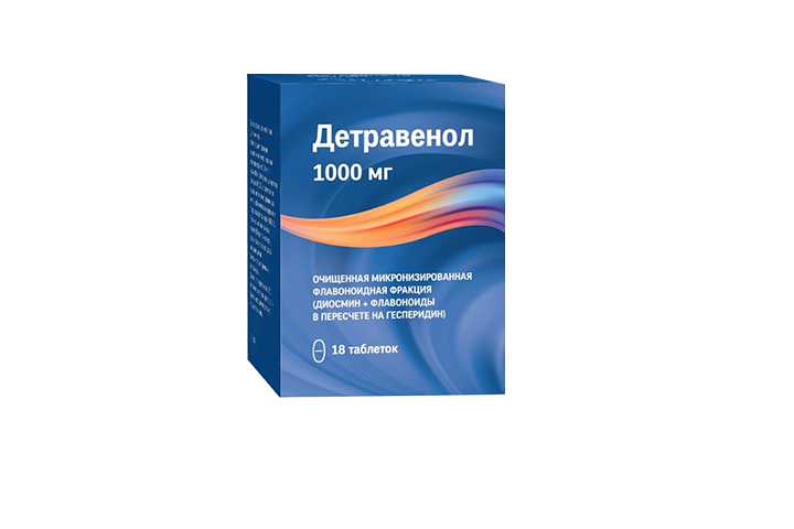 Детравенол 1000мг табл п/пл/о №18