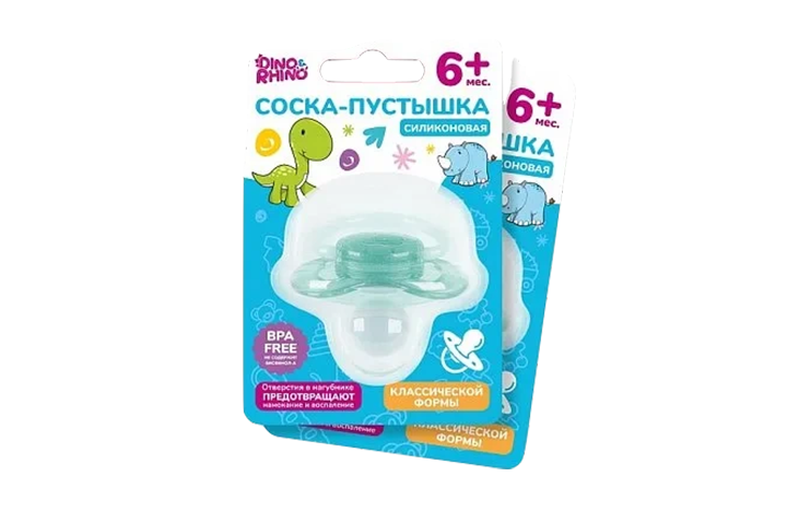 Dino&Rhino Соска-пустышка силикон классич 1шт 6+