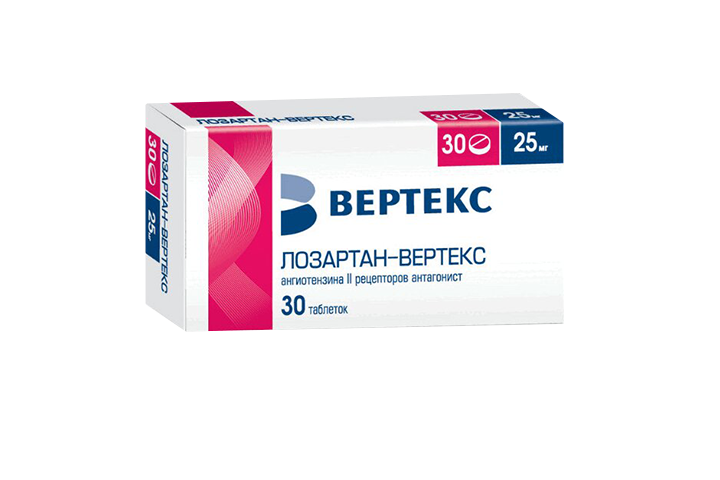 Лозартан-ВЕРТЕКС 25мг табл п/пл/о №30