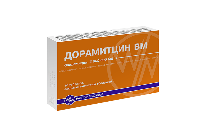 Дорамитцин ВМ 3000000МЕ табл п/пл/о №10