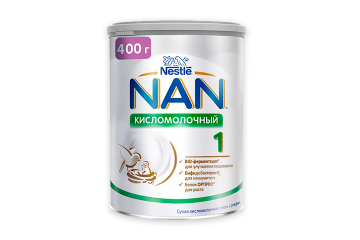 НАН 1 кисломолоч смесь 400г с рожд